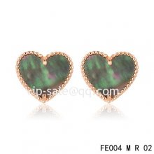 Replica Van Cleef & Arpels Sweet Alhambra Heart Pink Earrings,Brown Mother-Of-Pearl
